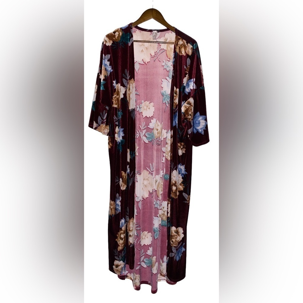 Lovely J‎ Women Midi Floral Open Front Kimono Size Medium